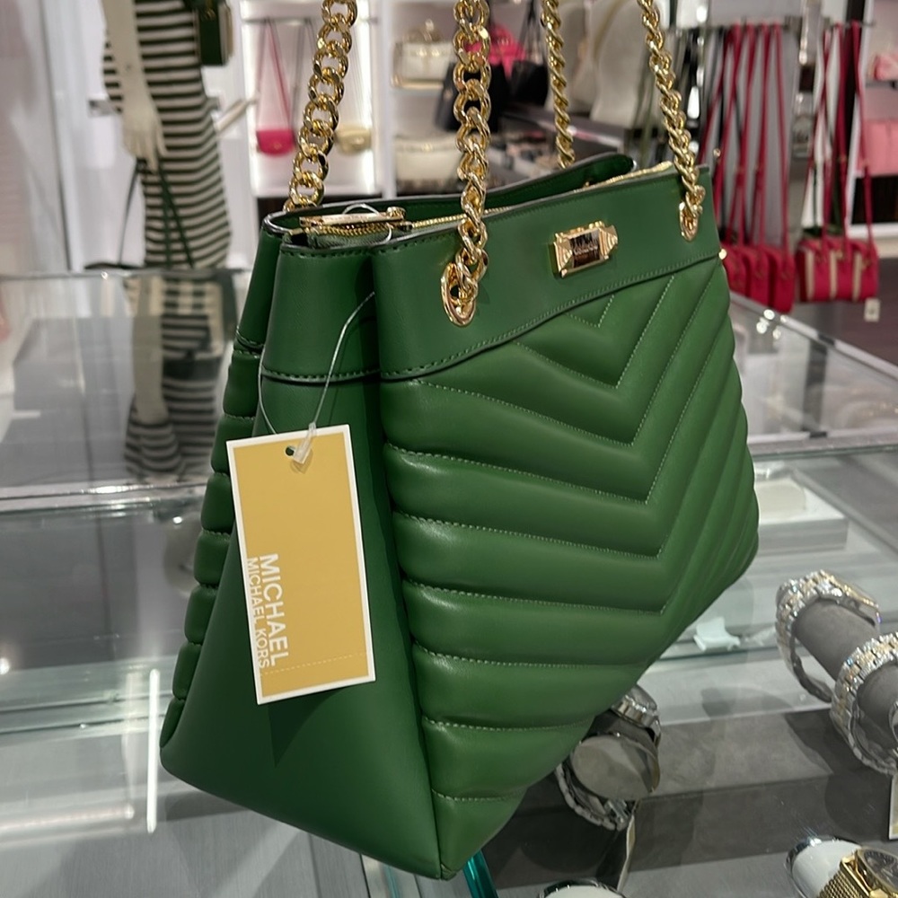 Michael Kors Whitney Women Ladies Medium Tote Shoulder Handbag Bag Purse Green - Picture 13 of 16